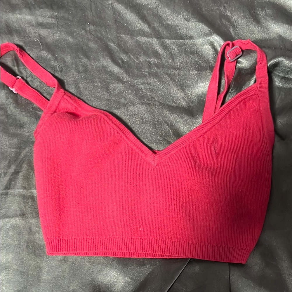 Red ribbed Adjustable Strap Bra Sunday best TNA